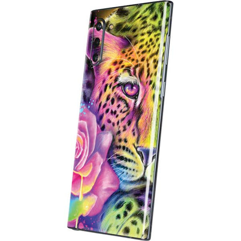 Neon Rainbow Cheetah with Rose by Sheena Pike Galaxy Note 10 Skin